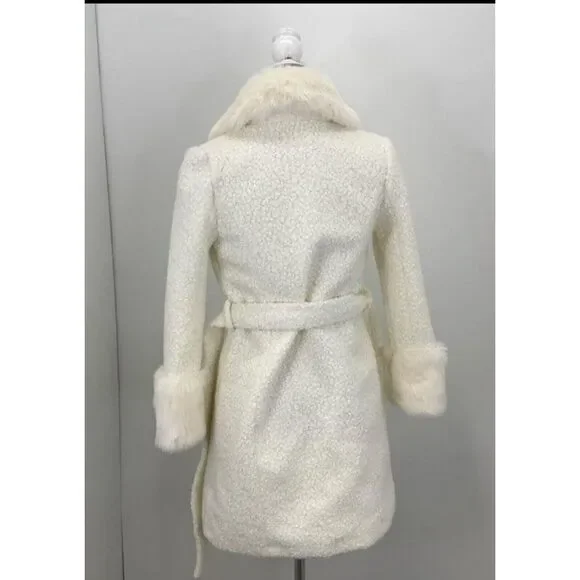 Rachel Zoe x Janie and Jack fur long formal coat jacket ivory old money classic‎